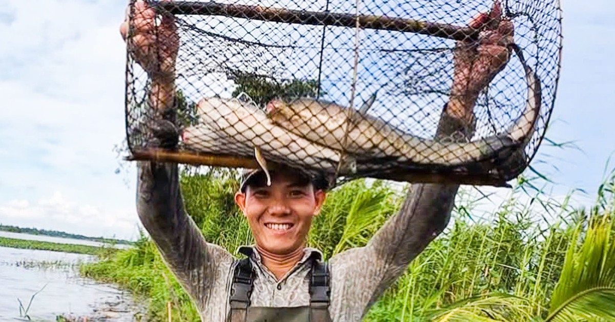 Dân miền Tây cười sảng khoái vì đặt lờ, kéo lưới rùng mùa nước nổi dính nhiều cá đồng