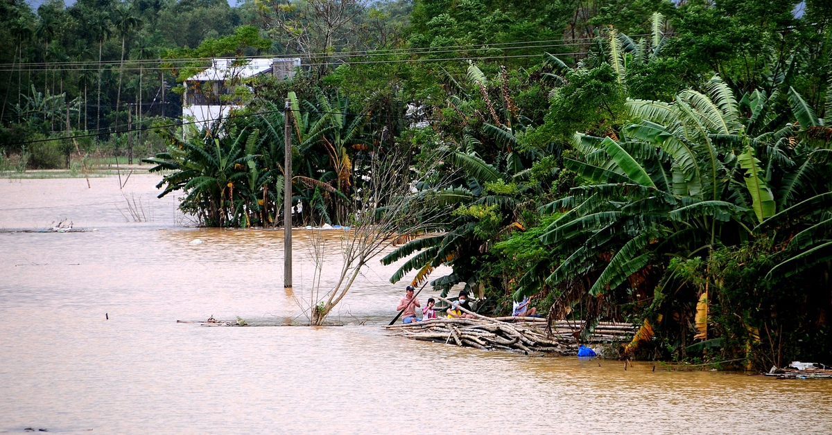 Nhiều làng ven sông Vu Gia - Thu Bồn lại mênh mông nước đợt mưa lũ mới
