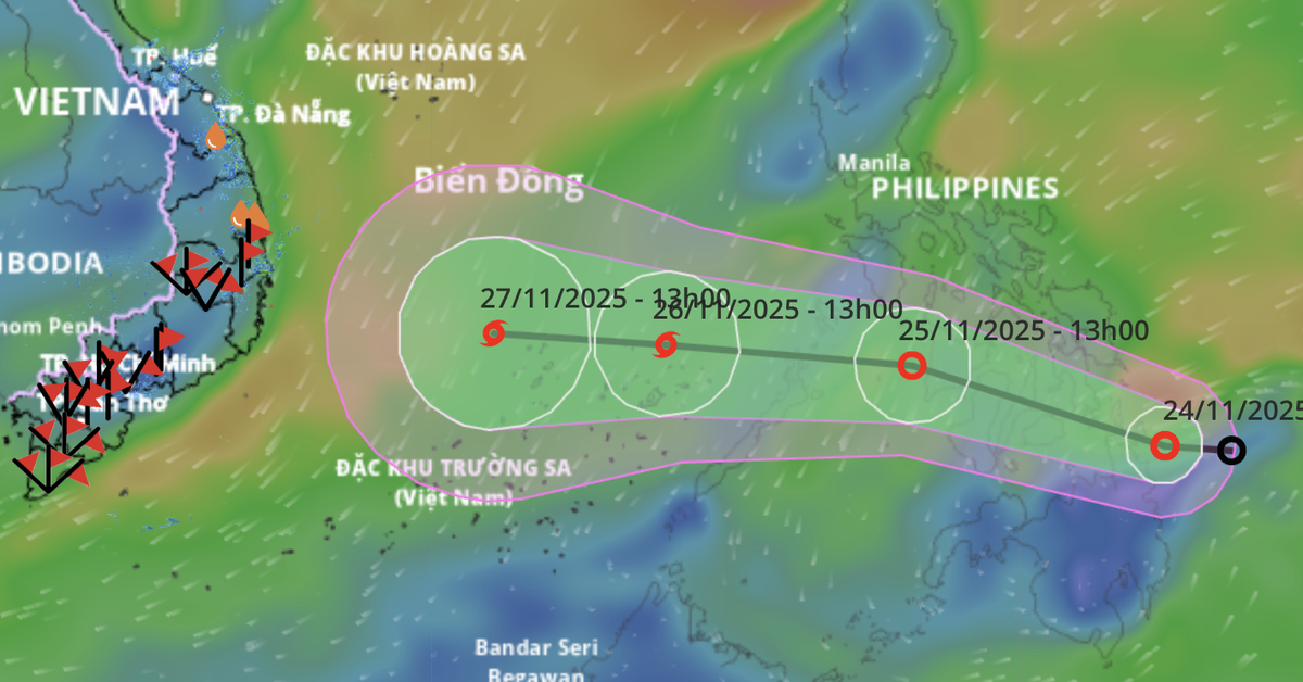 Đêm nay, áp thấp nhiệt đới sẽ vào Biển Đông, sau đó có thể thành bão số 15