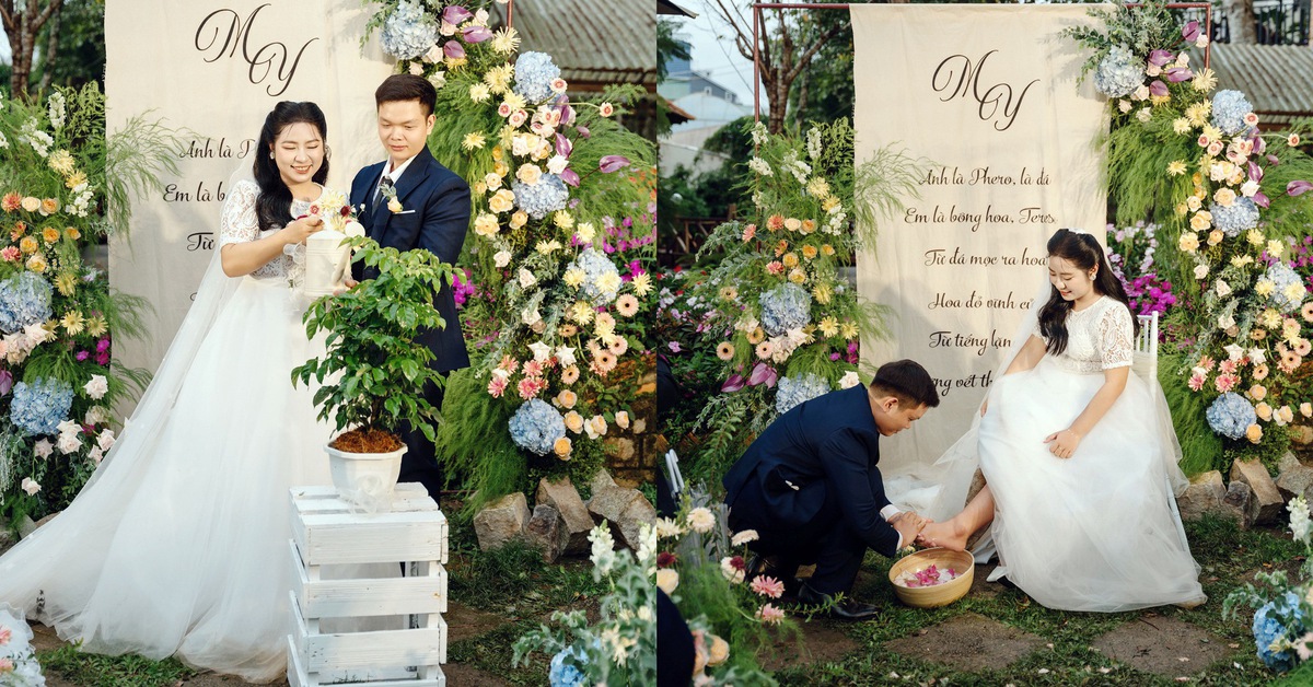 Đám cưới không rót rượu nồng mà rót nước dừa và trà matcha