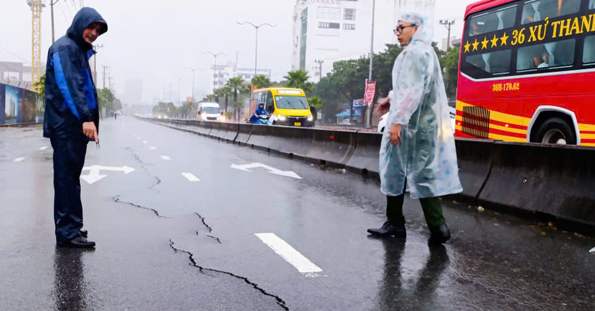 Vụ ‘hố tử thần’ nuốt chửng 2 ô tô ở Đà Nẵng: Xuất hiện nhiều vết nứt mặt đường