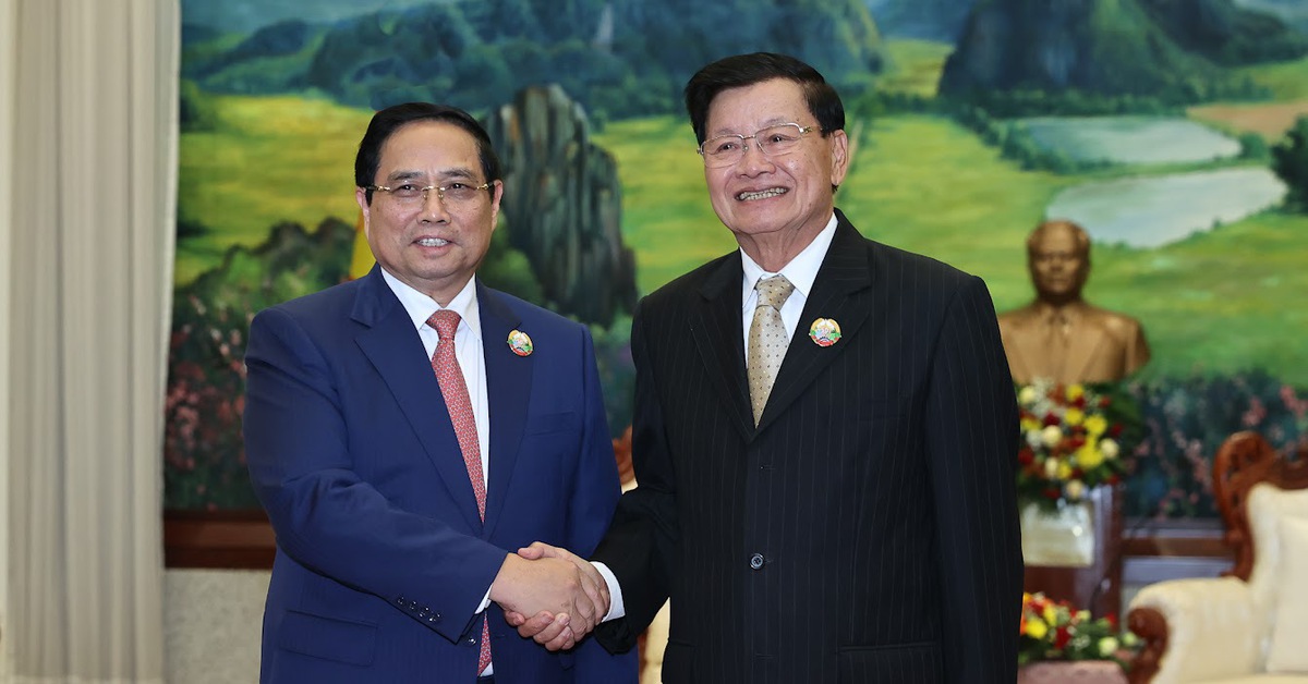 Thủ tướng Phạm Minh Chính hội kiến Tổng Bí thư, Chủ tịch nước Lào