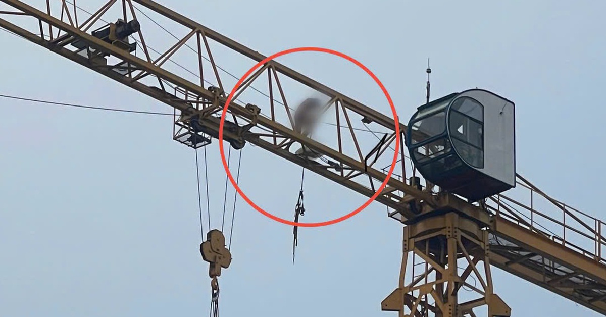 Người đàn ông không mặc quần áo leo lên cần cẩu công trình cao hàng chục mét ở Bình Dương