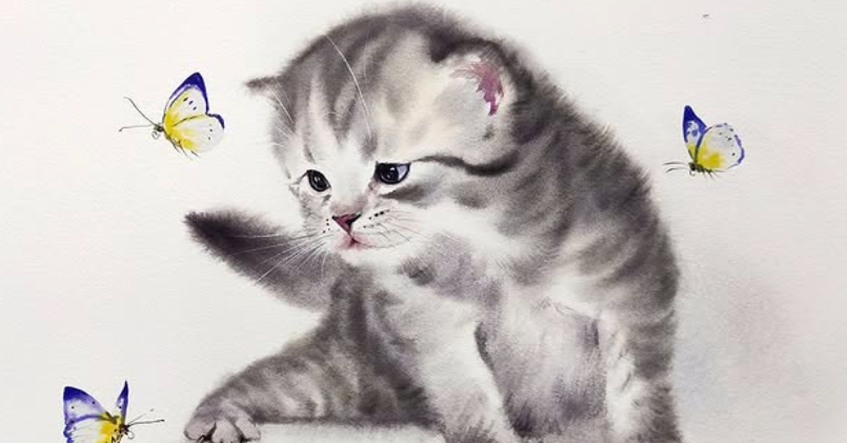 Ngắm những chú mèo hoang vẽ bằng màu nước giống như thật của họa sĩ Thái Lan
