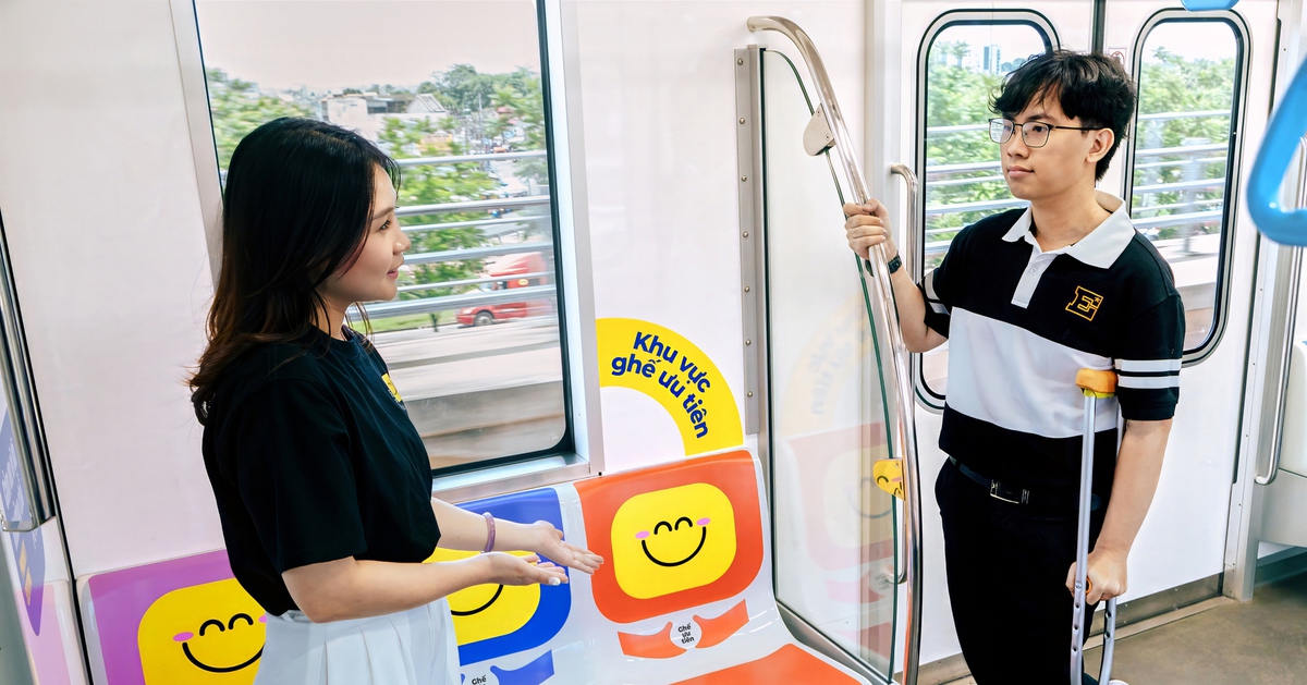 Những chiếc ghế nhiều màu biết ‘nhường chỗ’ trên metro số 1