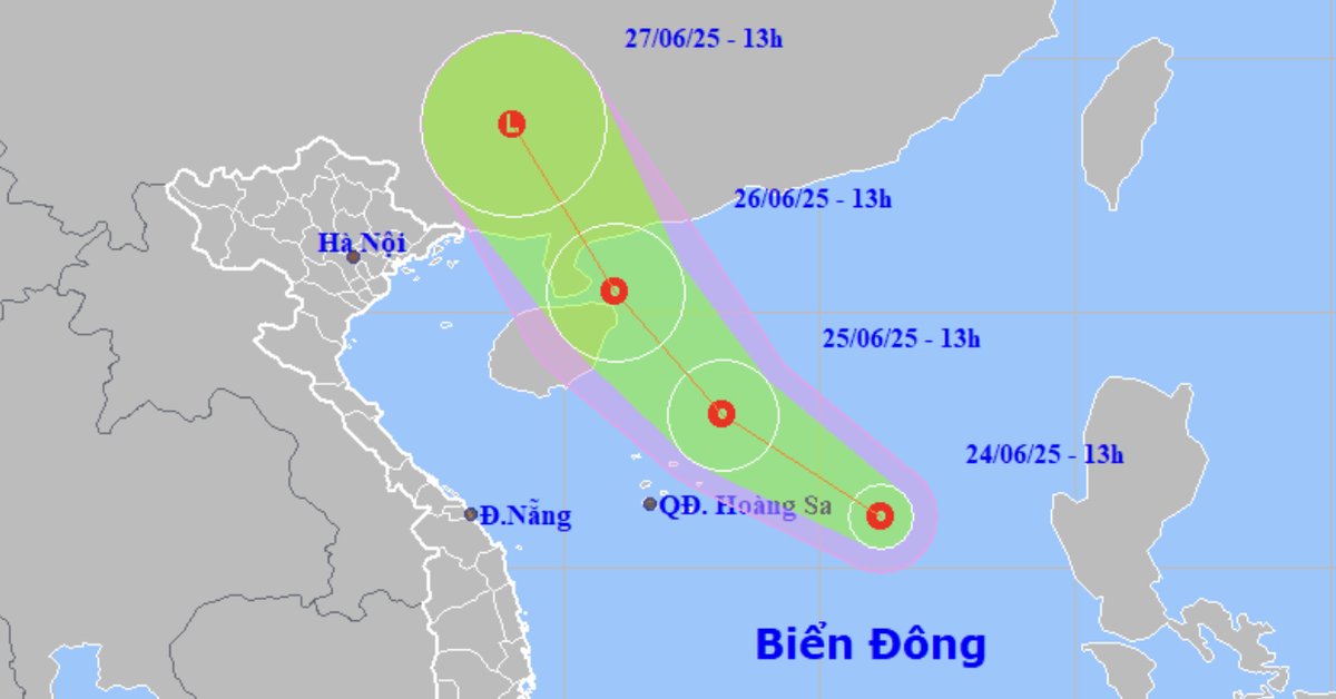 Vùng áp thấp trên Biển Đông mạnh lên thành áp thấp nhiệt đới