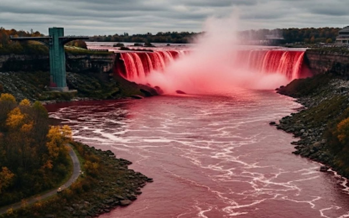 Thác Niagara chuyển màu máu như phim kinh dị