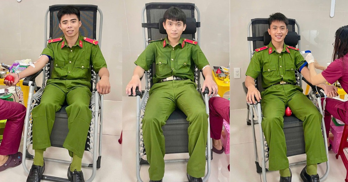 Ba chiến sĩ cảnh sát cơ động Quảng Trị kịp thời hiến máu cứu người
