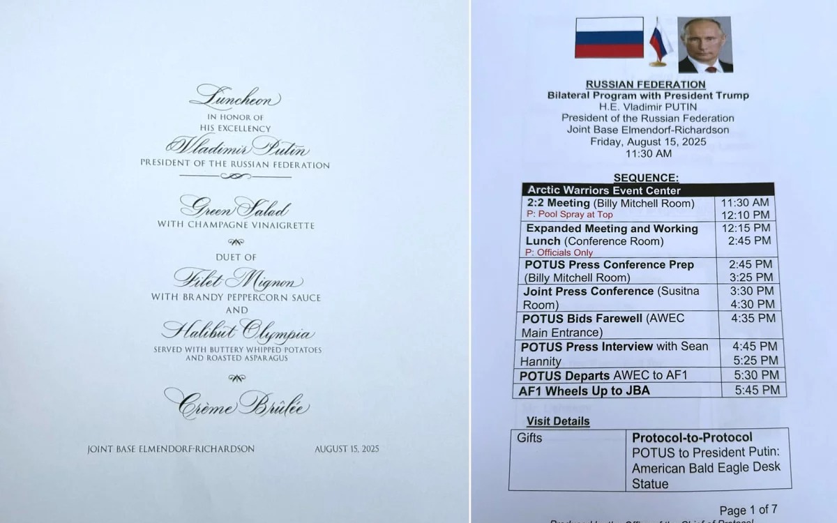 Nhân viên Nhà Trắng để quên thực đơn ông Trump chiêu đãi ông Putin tại khách sạn