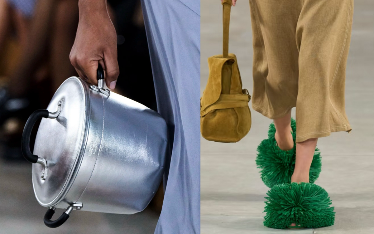 Người mẫu mang chổi cọ bồn cầu, nồi nhôm lên sàn diễn tại Tuần lễ thời trang Milan