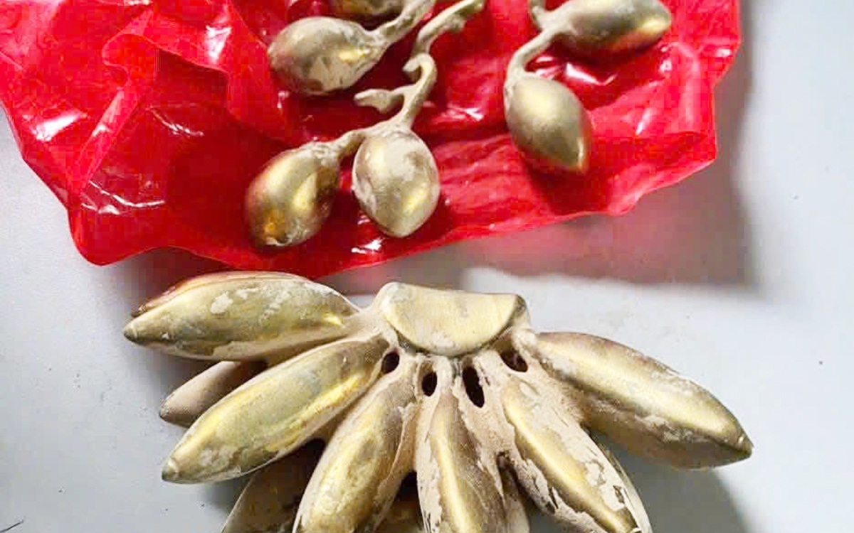 Dùng nải chuối, chùm cau bằng đồng mạ vàng 'vờ' đào được để lừa dân đổi dây chuyền vàng