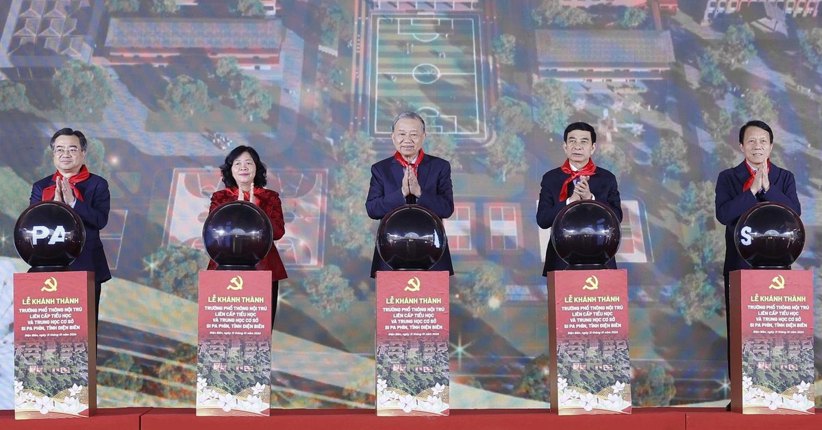Tổng Bí thư Tô Lâm dự lễ khánh thành trường nội trú hiện đại nhất vùng biên giới