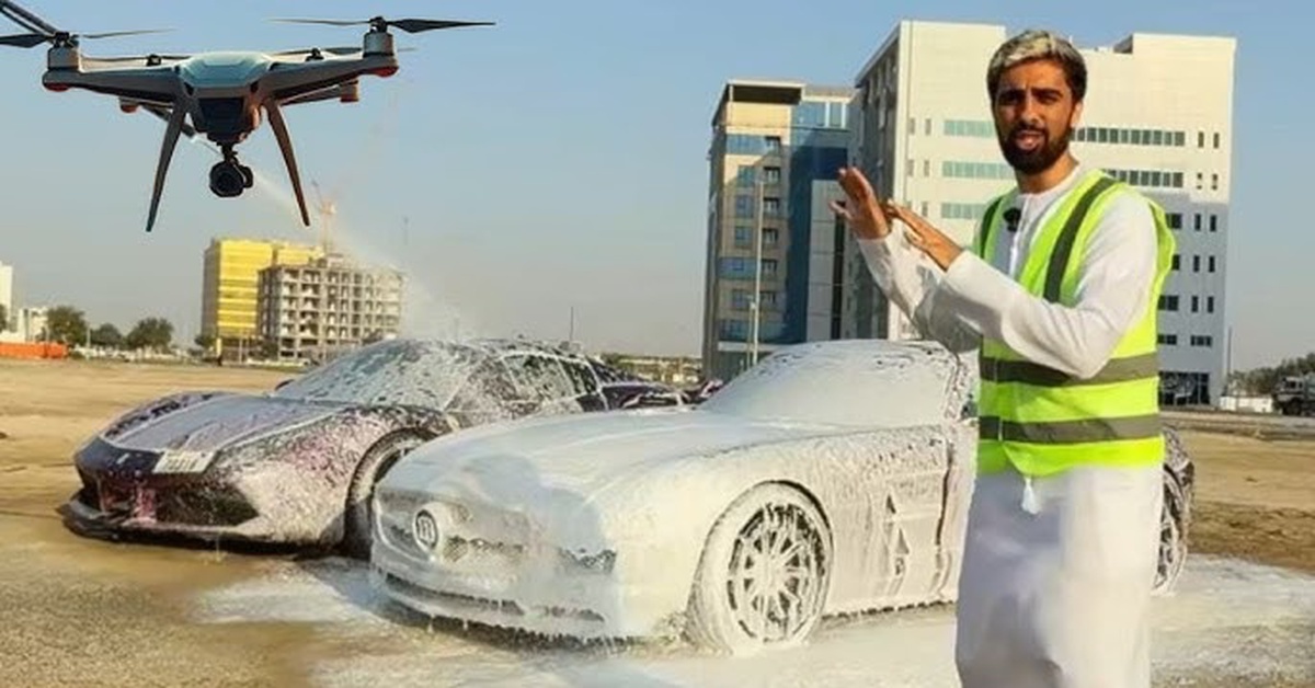 Rửa xe bằng drone gây sốt cộng đồng mạng, người khen đỉnh cao, kẻ chê thừa thãi