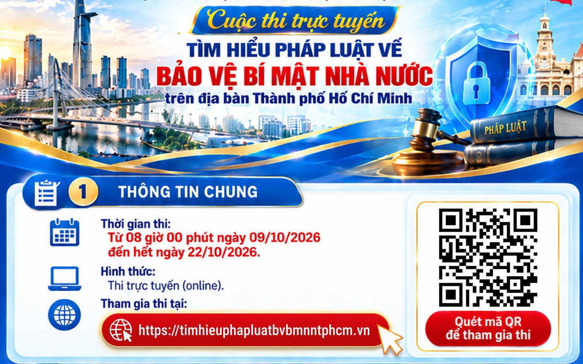 TP.HCM phát động cuộc thi trực tuyến tìm hiểu pháp luật về bảo vệ bí mật nhà nước với 16 giải thưởng
