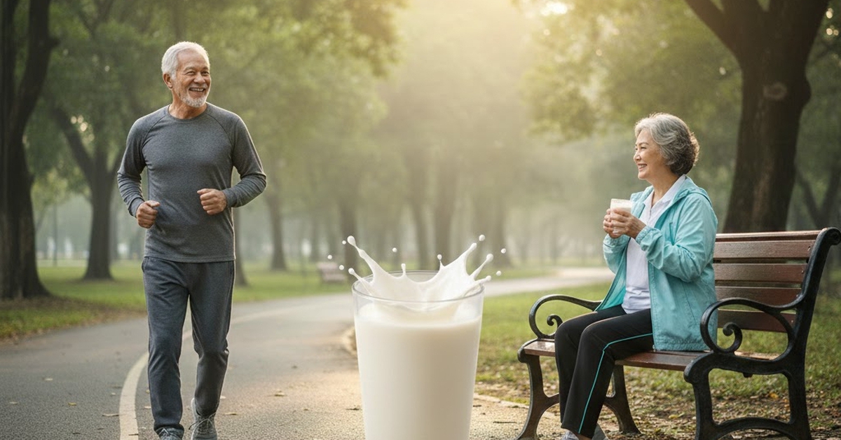 Một ly sữa bò ít béo sau tập thể dục là 'bí quyết' bảo vệ xương cho người già