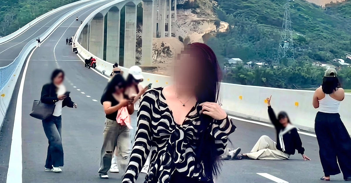 Bất chấp nguy hiểm, nhiều người đến cây cầu dài nhất tuyến cao tốc Quy Nhơn - Chí Thạnh để 'sống ảo'