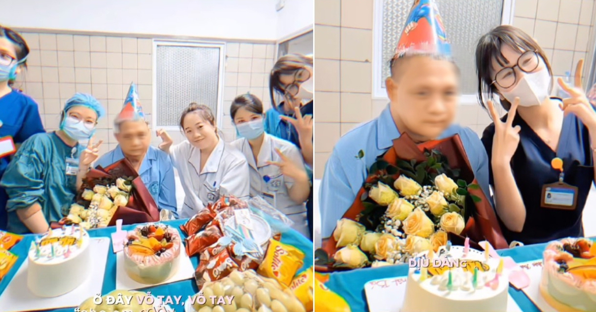Xúc động hình ảnh y bác sĩ tổ chức sinh nhật cho bệnh nhân sau hai tháng giành giật sự sống