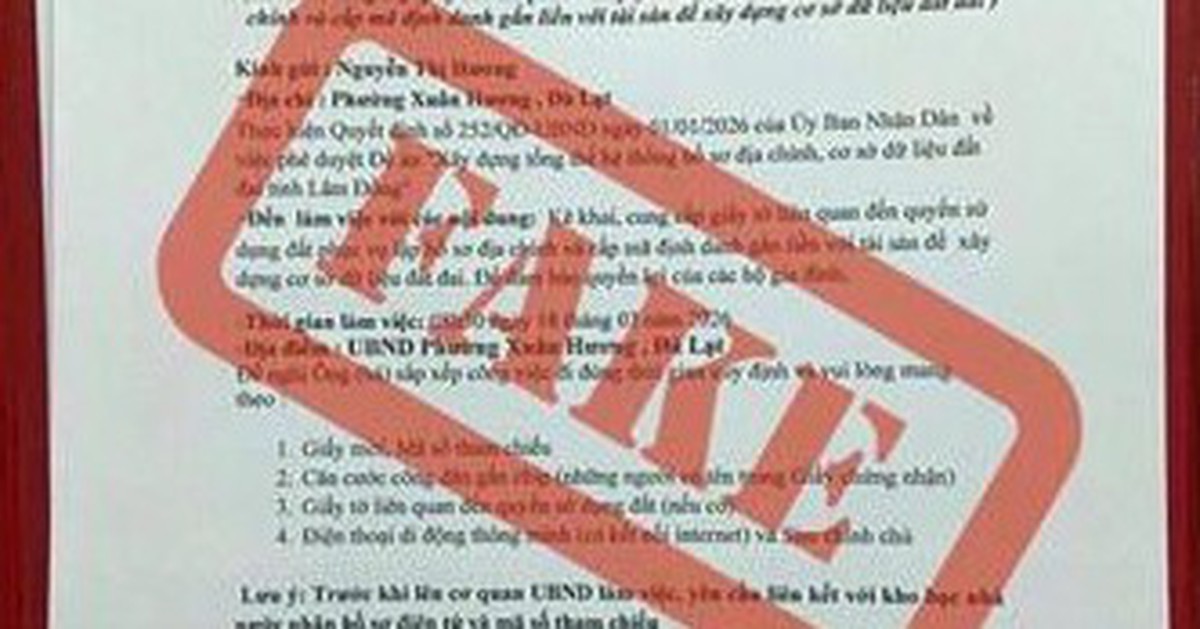 Chiêu lừa mới: Phát 'giấy mời' giả mạo yêu cầu nộp hồ sơ đất đai