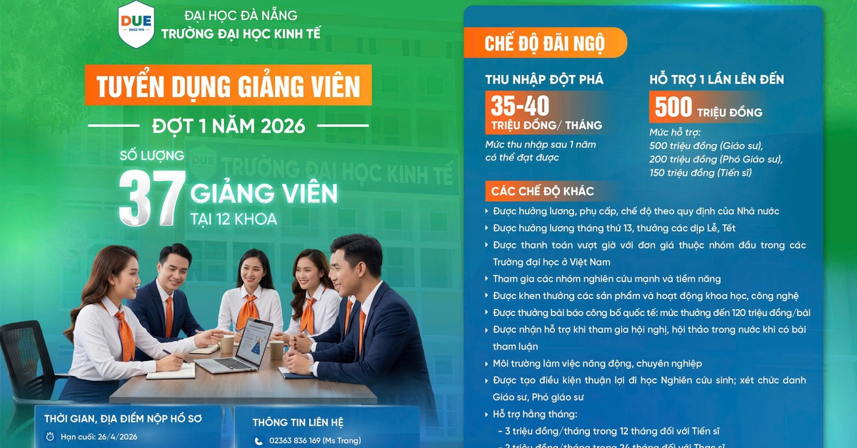 Trường đại học Kinh tế - Đà Học Đà Nẵng thông báo tuyển giảng viên