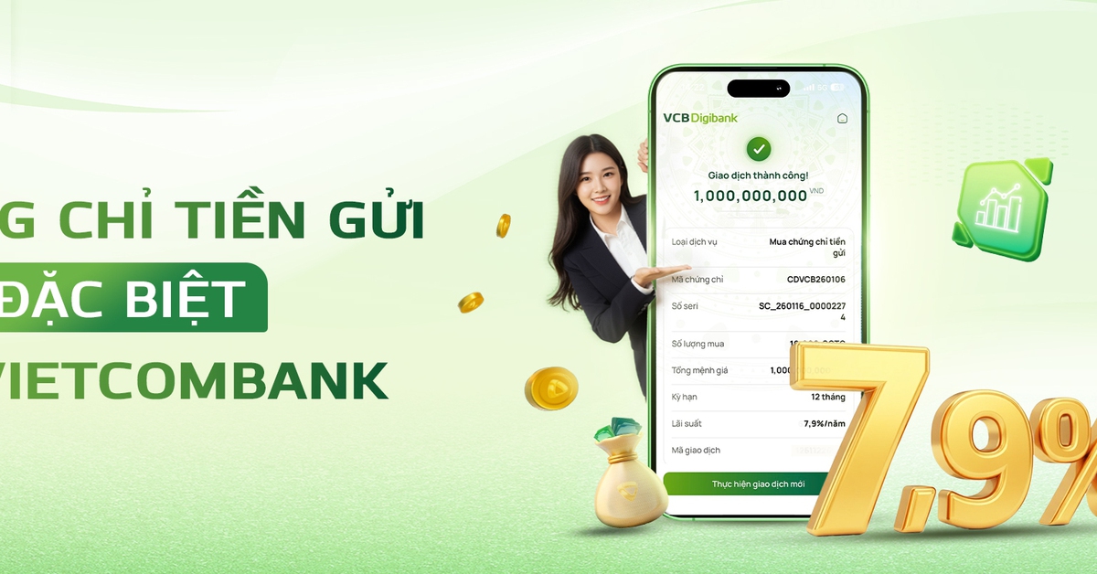 Vietcombank phát hành chứng chỉ tiền gửi trực tuyến, lãi suất đến 7,9%/năm