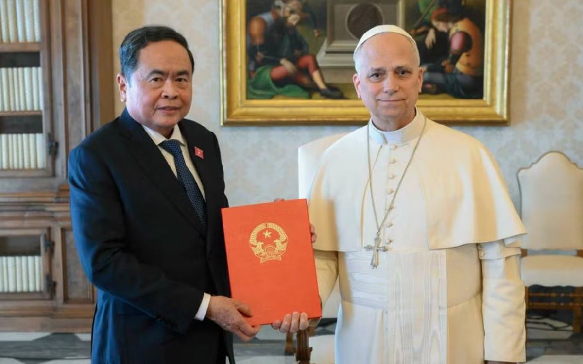 Chủ tịch Quốc hội Trần Thanh Mẫn hội kiến Giáo hoàng Tòa thánh Vatican Leo XIV