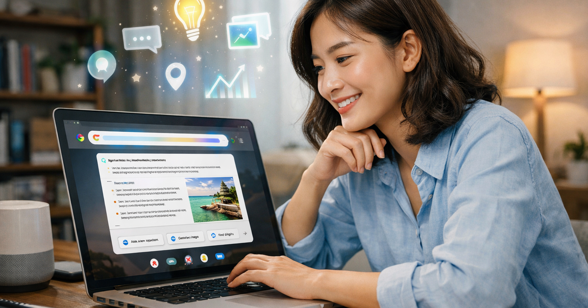 Google tích hợp AI vào Chrome, tìm kiếm không cần mở trang