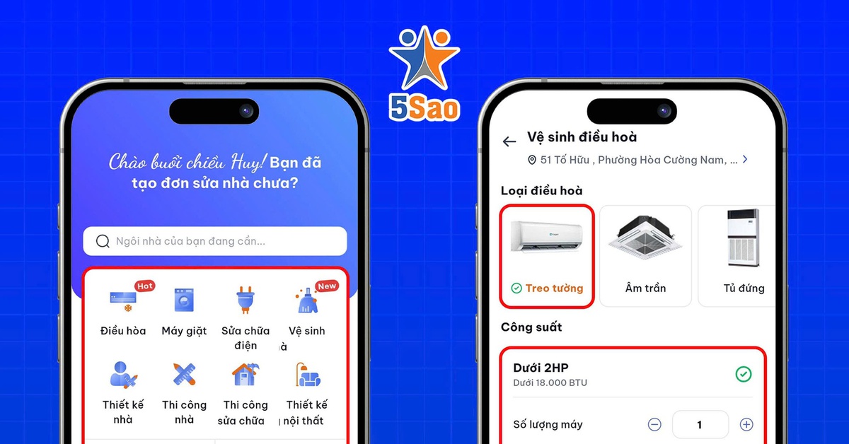 Hướng dẫn đặt thợ sửa chữa tại nhà qua ứng dụng gọi thợ 5Sao