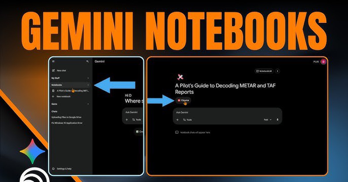 Người dùng Gemini được dùng miễn phí Notebooks