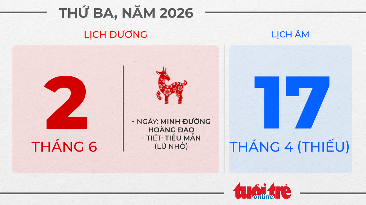2. Thứ ba, ngày 2 tháng 6 năm 2026