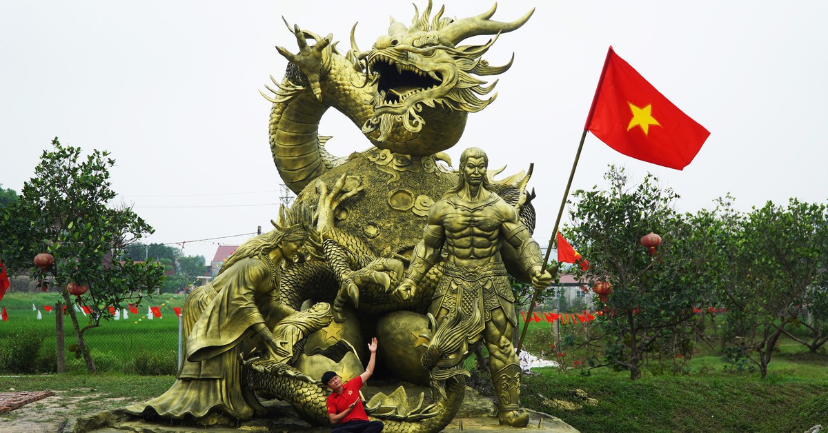 9x tạc tượng 25 tấn kể chuyện Lạc Long Quân - Âu Cơ dịp Giỗ Tổ Hùng Vương