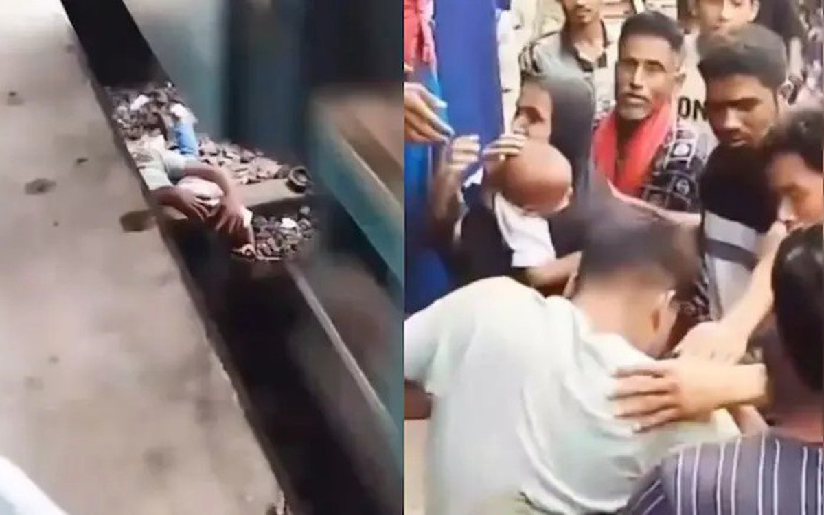 Người cha dũng cảm lao xuống đường ray cứu con thoát chết trong gang tấc khi đoàn tàu chạy qua