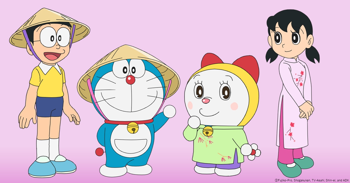 Hé lộ hình ảnh Doraemon du lịch Việt Nam, đội nón lá và mặc áo dài