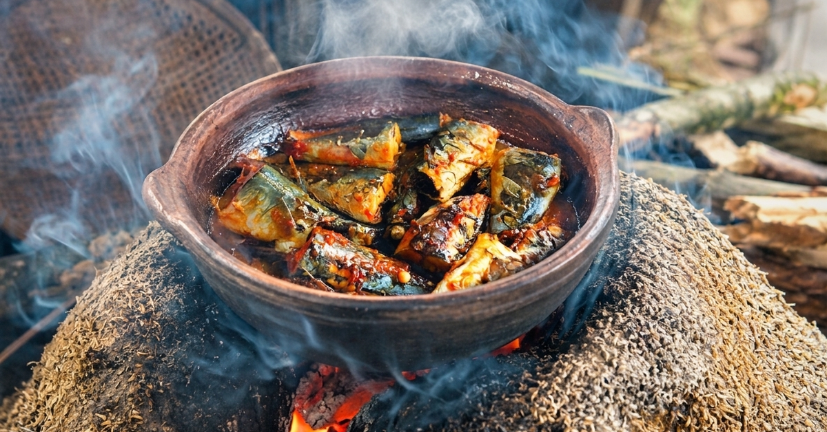 Cá nục om trấu rục xương ăn cùng bánh mì nướng, ngon nhớ đời