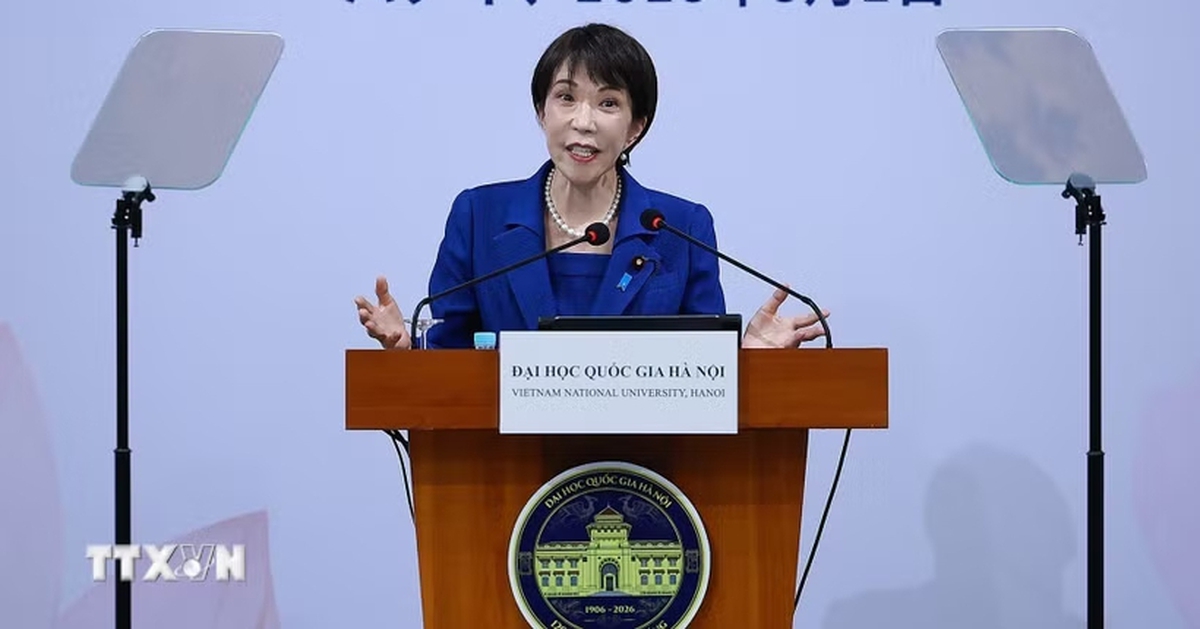 Thủ tướng Nhật Bản Takaichi Sanae phát biểu chính sách tại Đại học Quốc gia Hà Nội