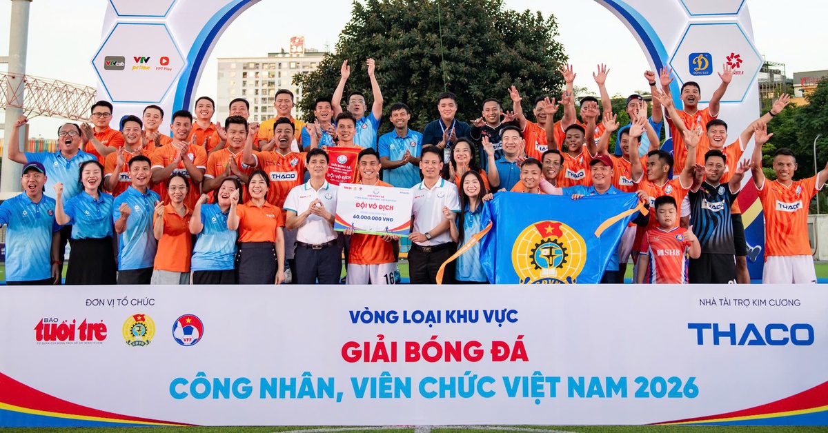 Công đoàn Ngân Hàng Việt Nam vô địch vòng loại phía Bắc Giải bóng đá công nhân, viên chức Việt Nam
