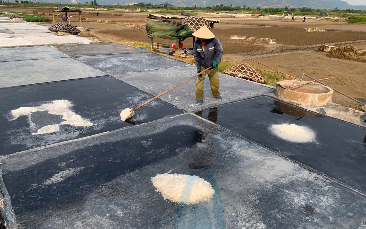 Nhọc nhằn nghề làm muối giữa trời nắng như đổ lửa
