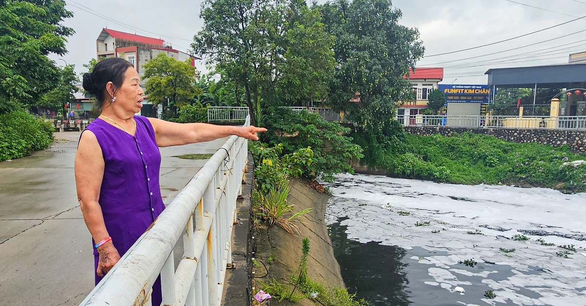 Sông Cầu nước chảy chia hai, bên đen ô nhiễm bên vàng phù sa