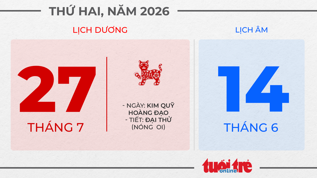 12. Thứ hai ngày 27 tháng 7 năm 2026