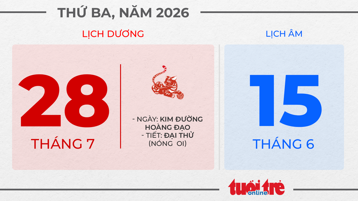 13. Thứ ba ngày 28 tháng 7 năm 2026