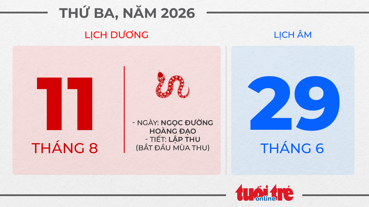 5. Thứ ba, ngày 11 tháng 8 năm 2026
