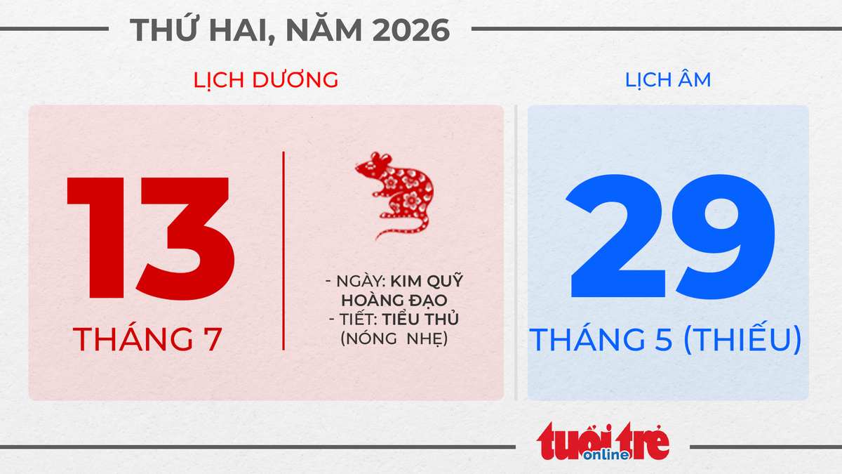 6. Thứ hai, ngày 13 tháng 7 năm 2026