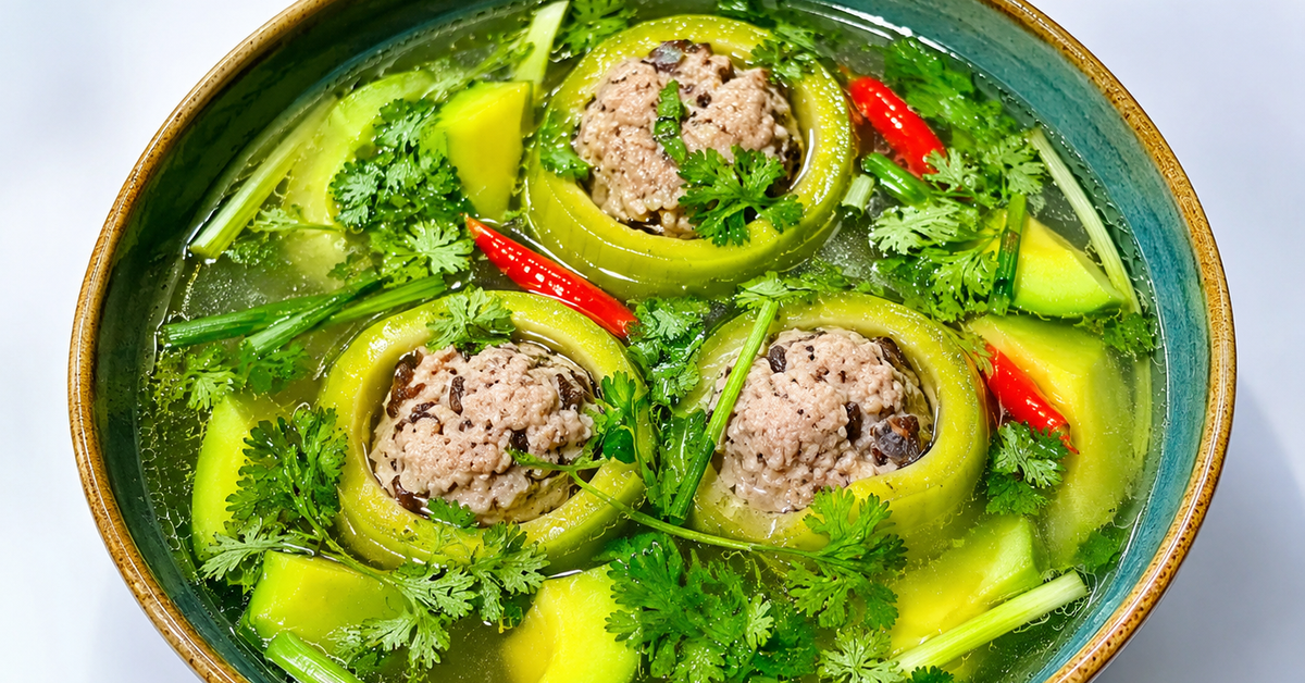 Canh bơ non nhồi thịt từ những trái bơ rụng sau mưa dông