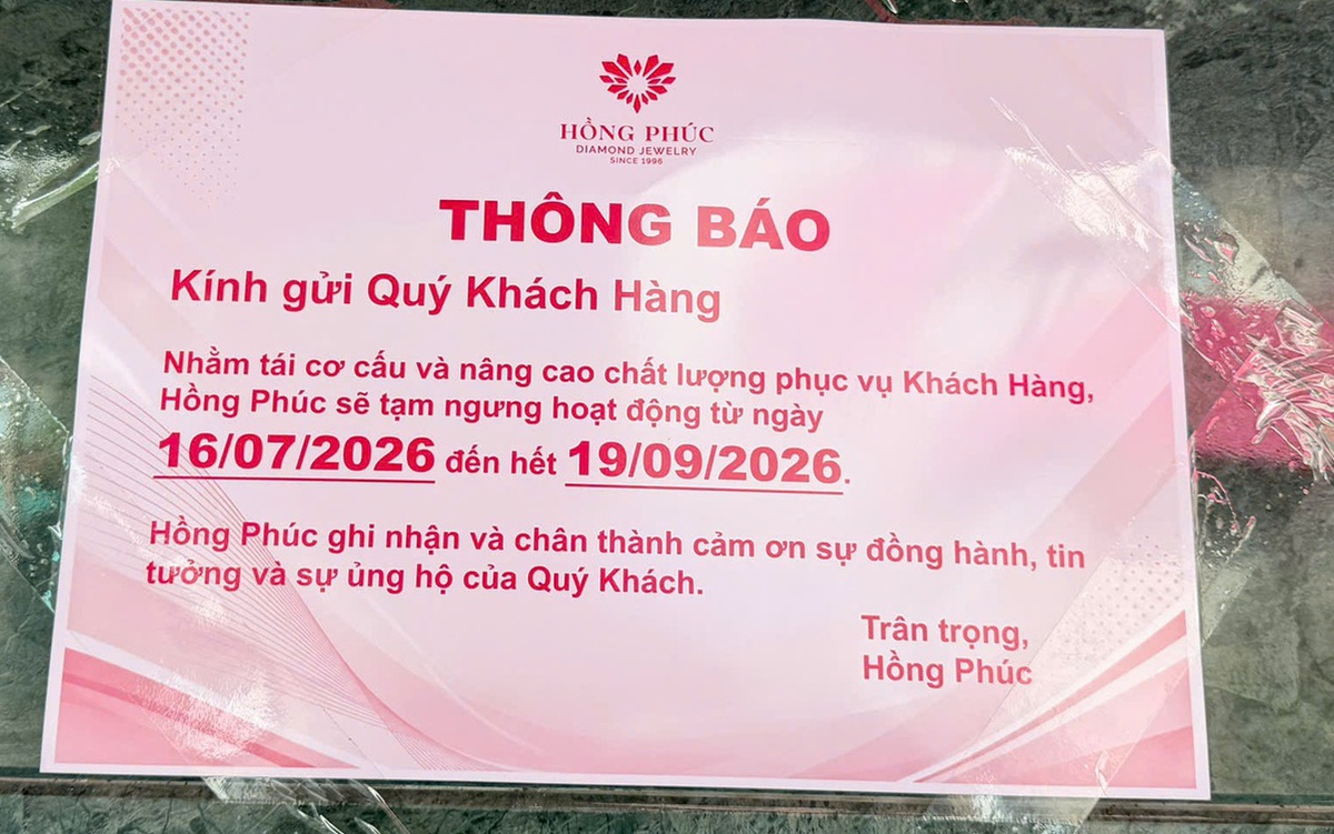 Tiệm vàng Hồng Phúc ở Mỹ Tho thông báo tạm ngưng hoạt động hơn 2 tháng