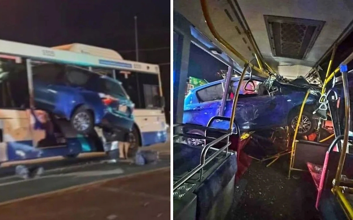Thót tim cảnh ô tô cắm hông xe buýt như phim hành động