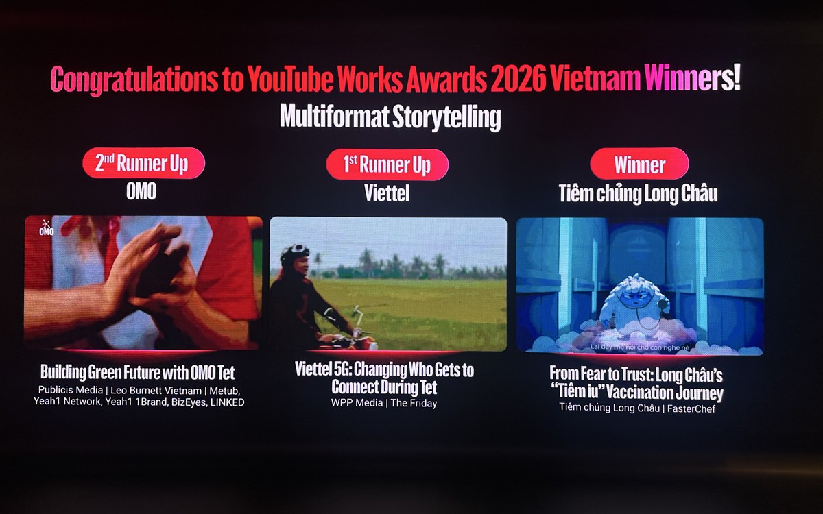 Long Châu giành giải Top 3 “Best of Vietnam” tại YouTube Works Awards Vietnam 2026