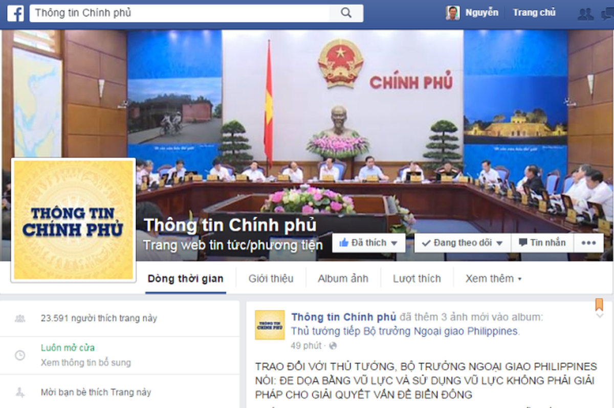 Mới ra 1 ngày, trang “thông tin Chính phủ” trên facebook bị “nhái”