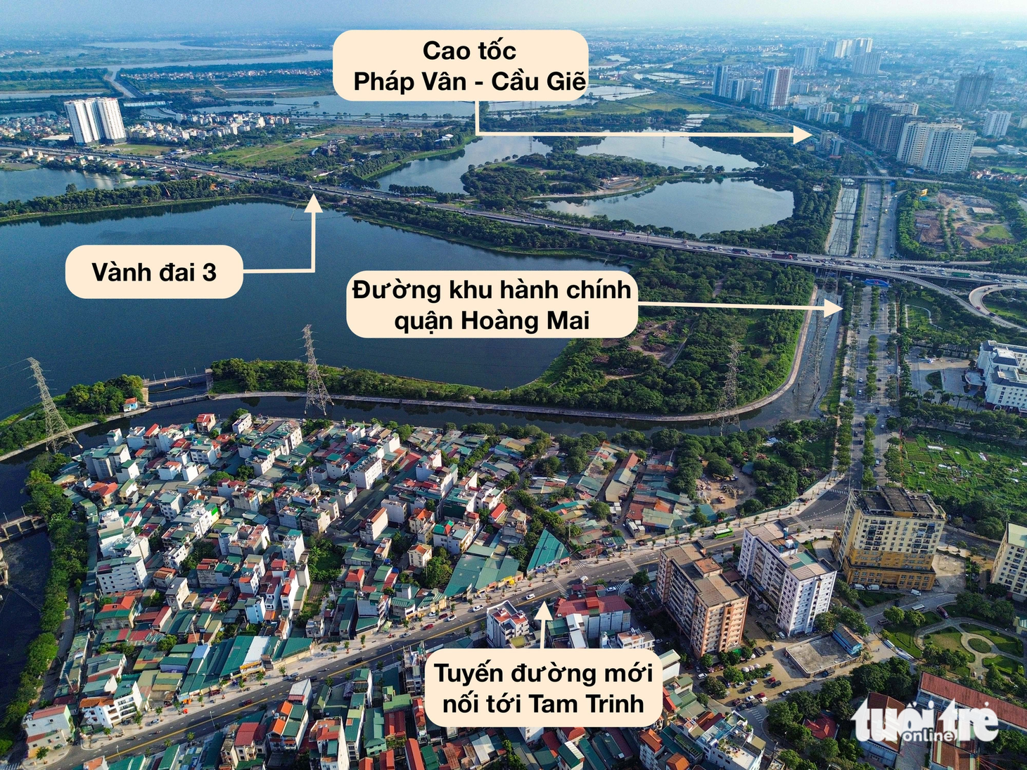 Tuyến đường mới giúp kết nối trực tiếp từ cao tốc Pháp Vân - Cầu Giẽ vào trung tâm thành phố - Ảnh: HỒNG QUANG