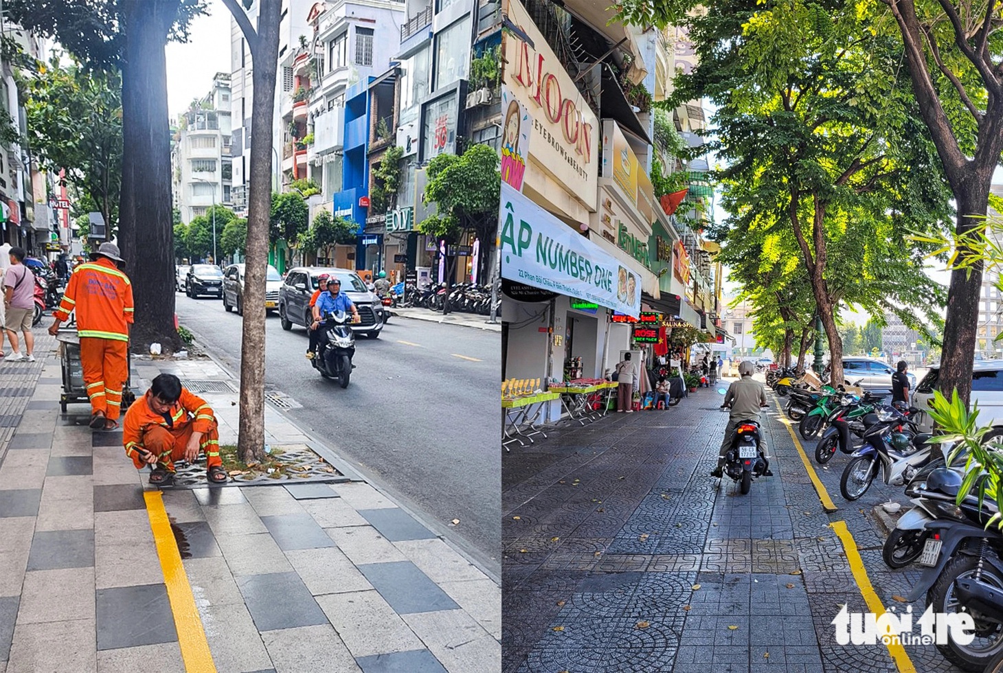 3 tuyến đường ở phường Bến Thành được cơ quan chức năng tổ chức kẻ vạch sơn chia khu để xe máy miễn phí hồi tuần trước - Ảnh: Phòng quản lý đô thị quận 1