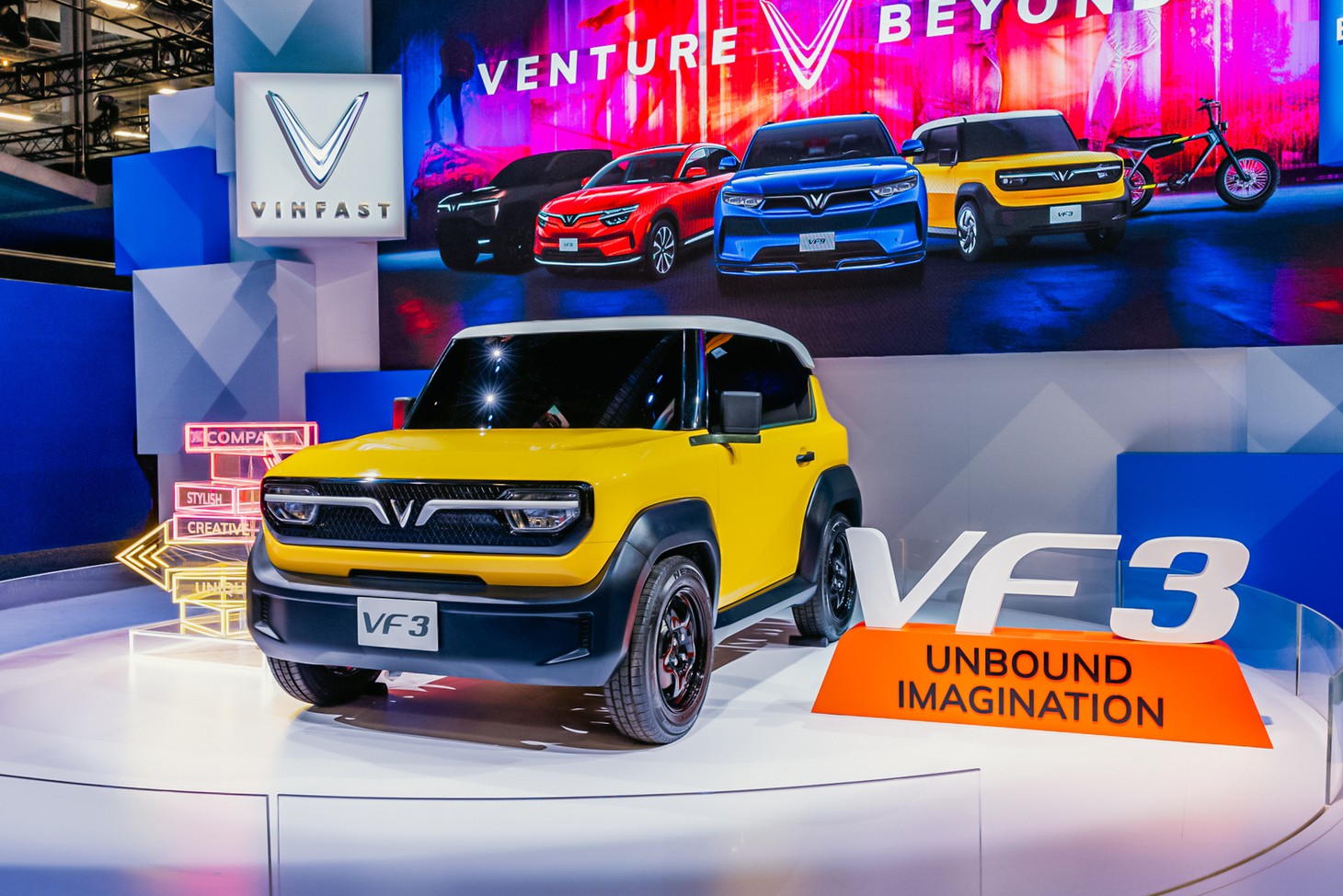 VinFast VF 3 xuất hiện trong khuôn khổ sự kiện CES 2024 - Ảnh: VinFast