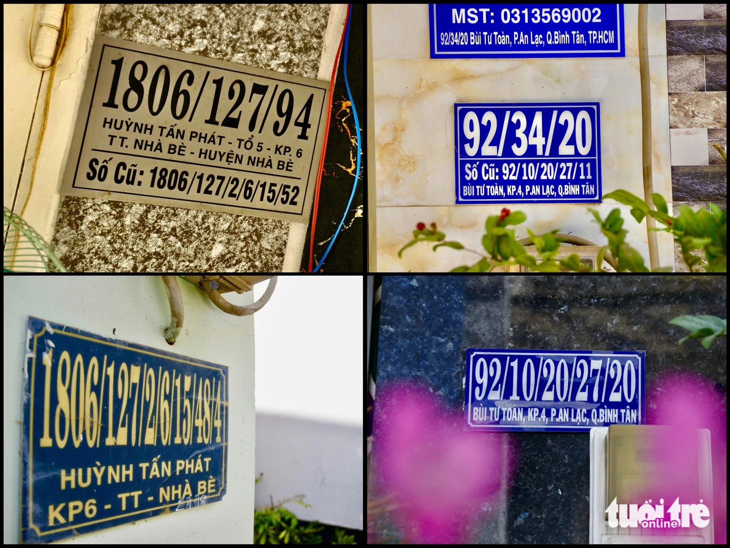 Biển số nhà dài như số điện thoại, xuyệt nối số liên hoàn, số cũ nằm kề số mới… gây rối loạn khó nhớ đang là điều bất tiện với nhiều người tại TP.HCM - Ảnh: TIẾN QUỐC